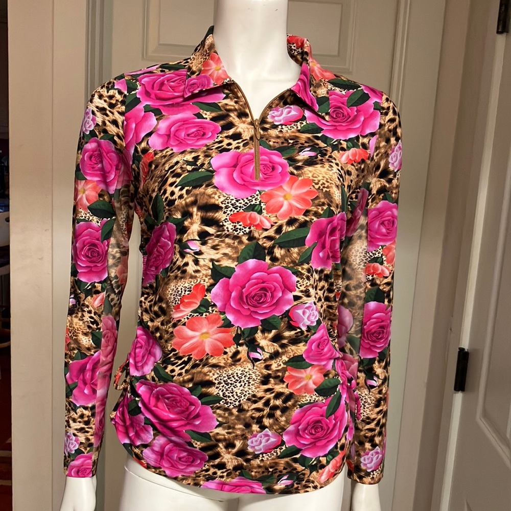 Ibkul Cinchable Golf/Tennis/Athleisure 1/4 Zip L/S Top, NWT!